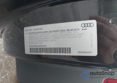 2018 Audi S5 3.0T Premium Plus z USA, uszkodzony, nr VIN WAUP4AF53JA060181